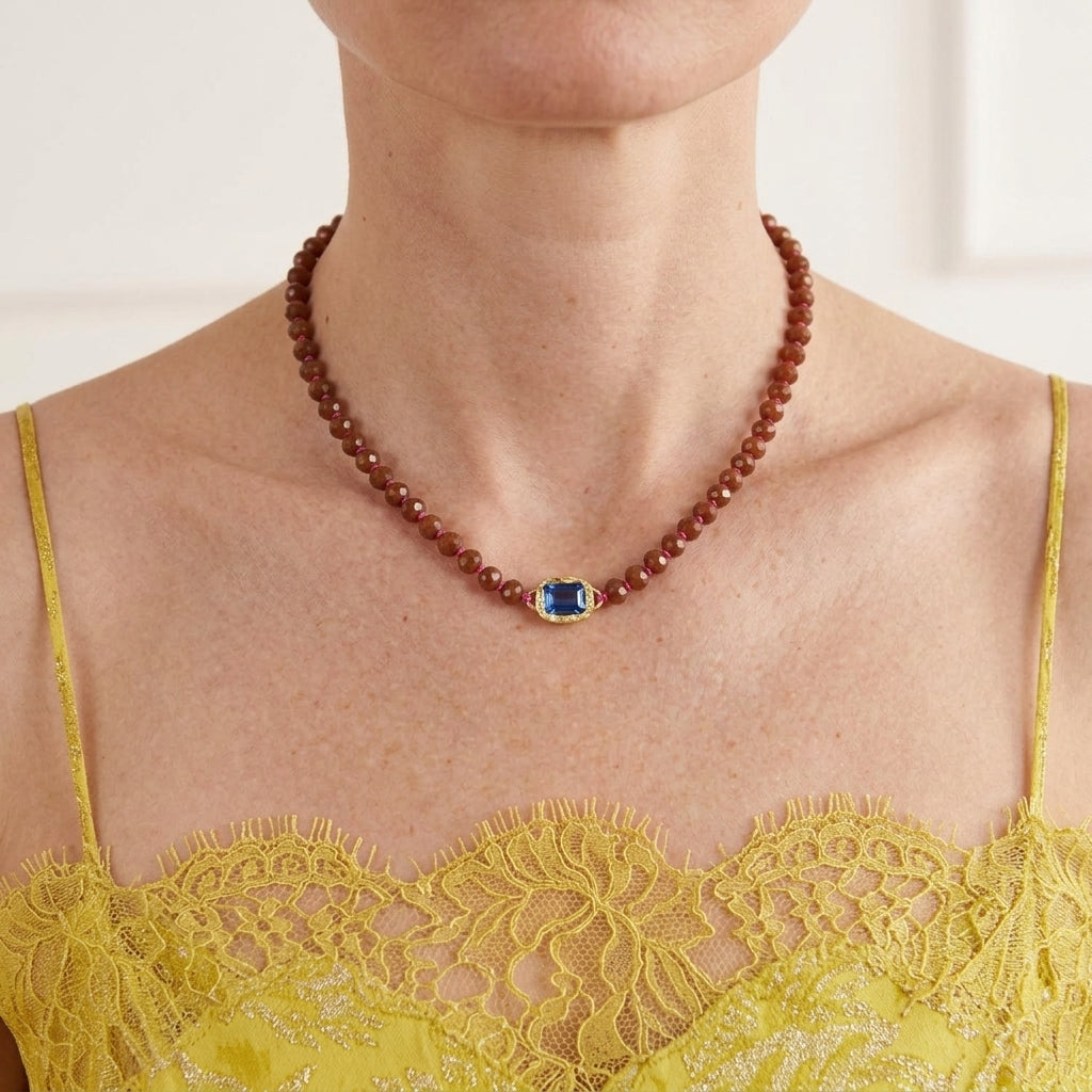 Pink Leather Necklace