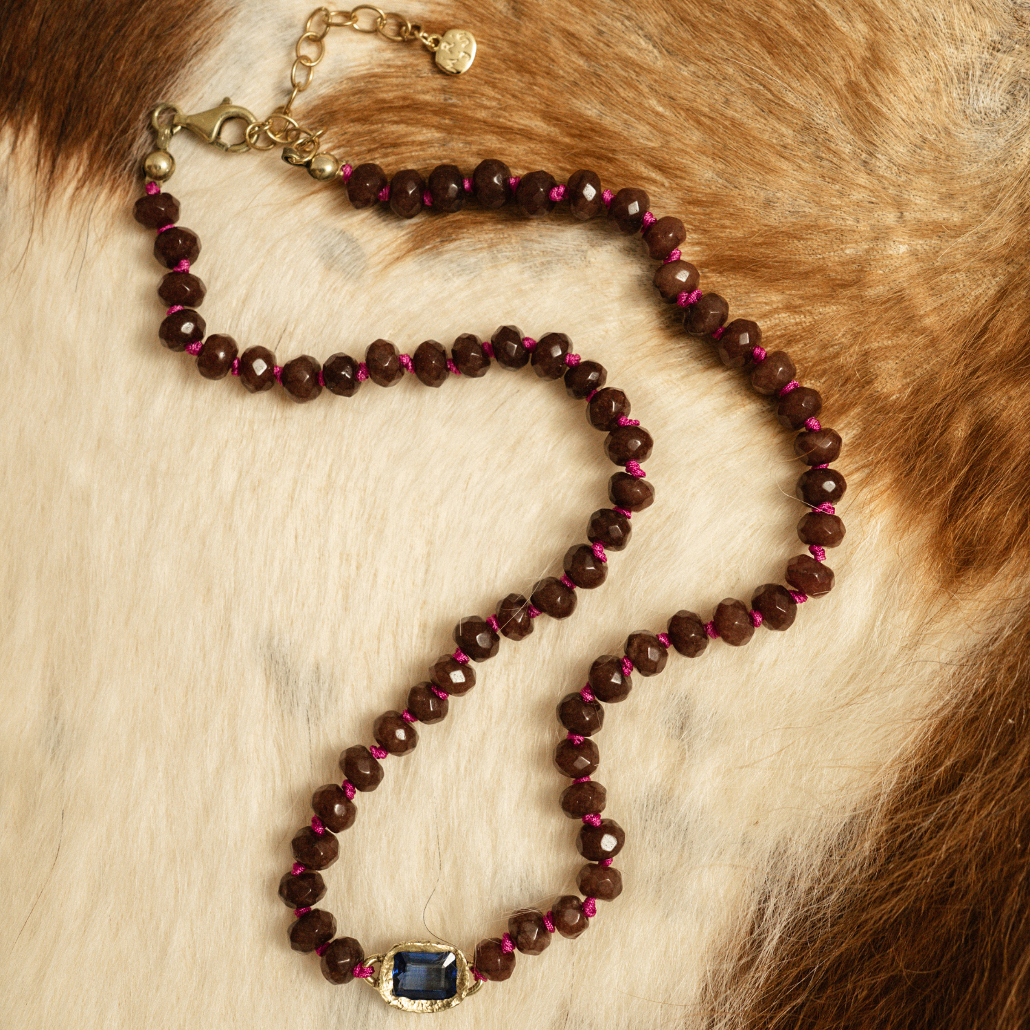 Pink Leather Necklace